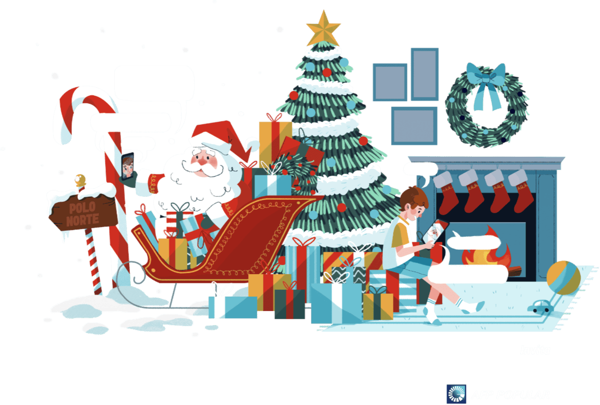 Santa Claus y un niño conversando